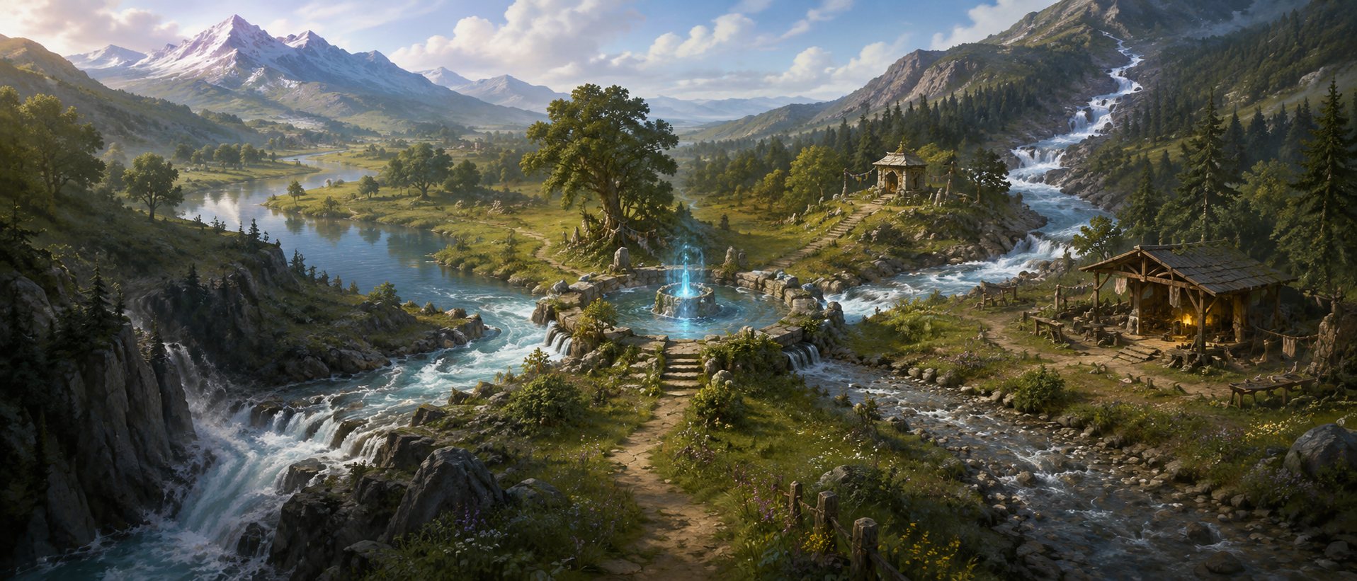 Concept art: the Sacred Spring and the four rivers